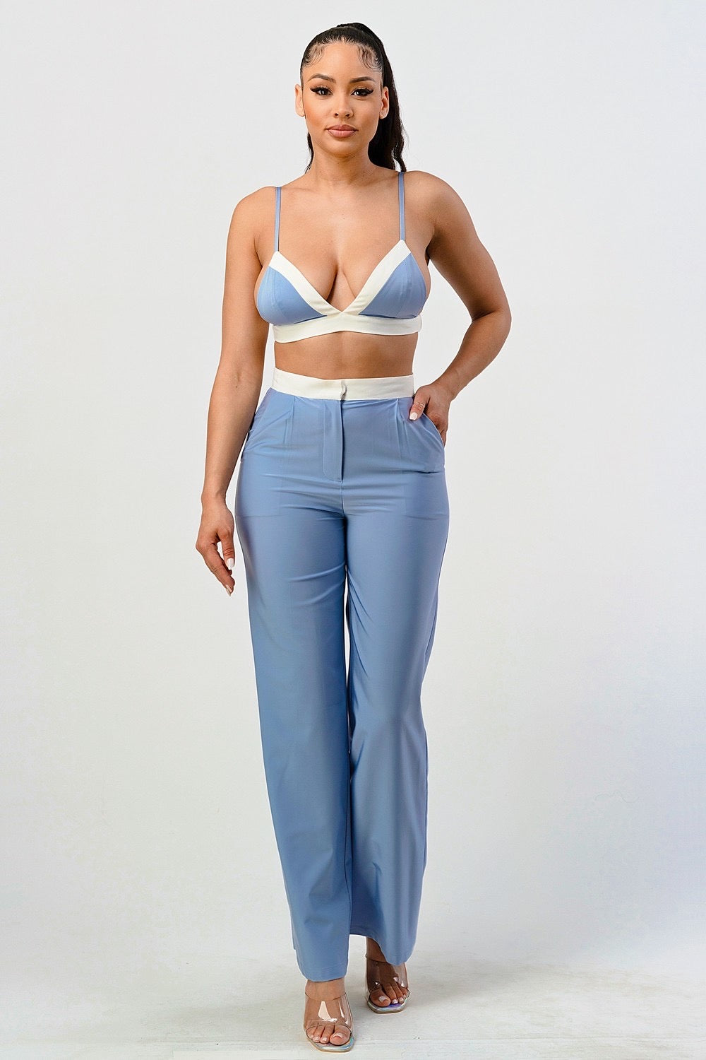 Bra top and pants set.